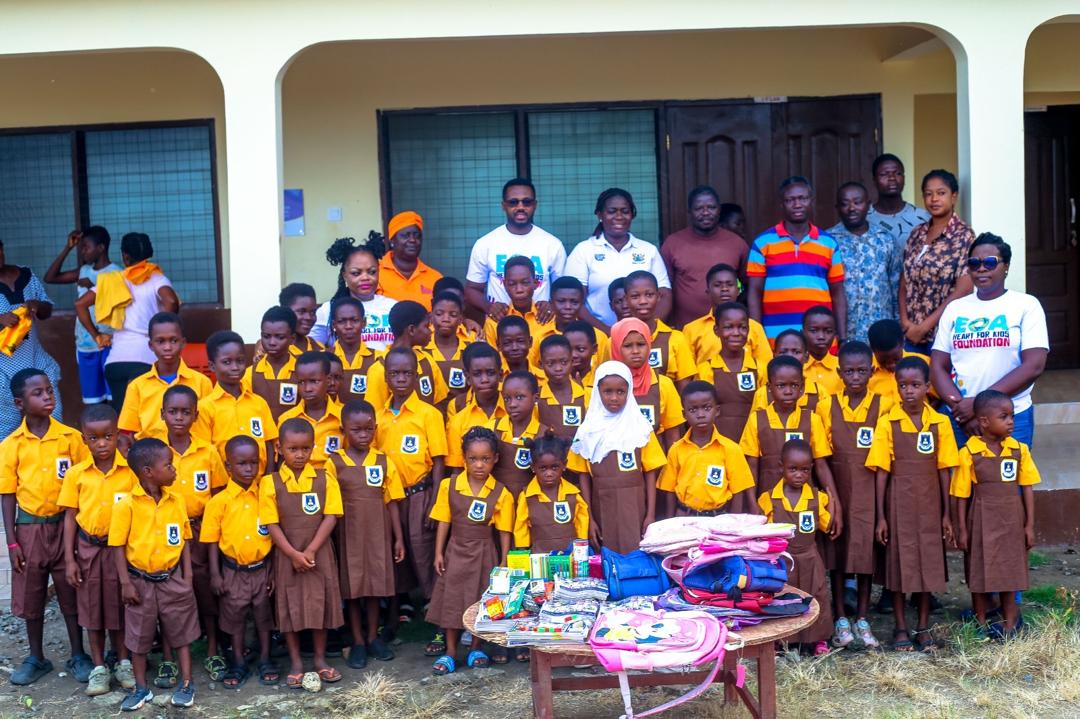 EOA Heart For Kids Foundation Donates School Uniforms, Bags, and Learning Materials to Panpanso Krokese M/A Basic School Pupils