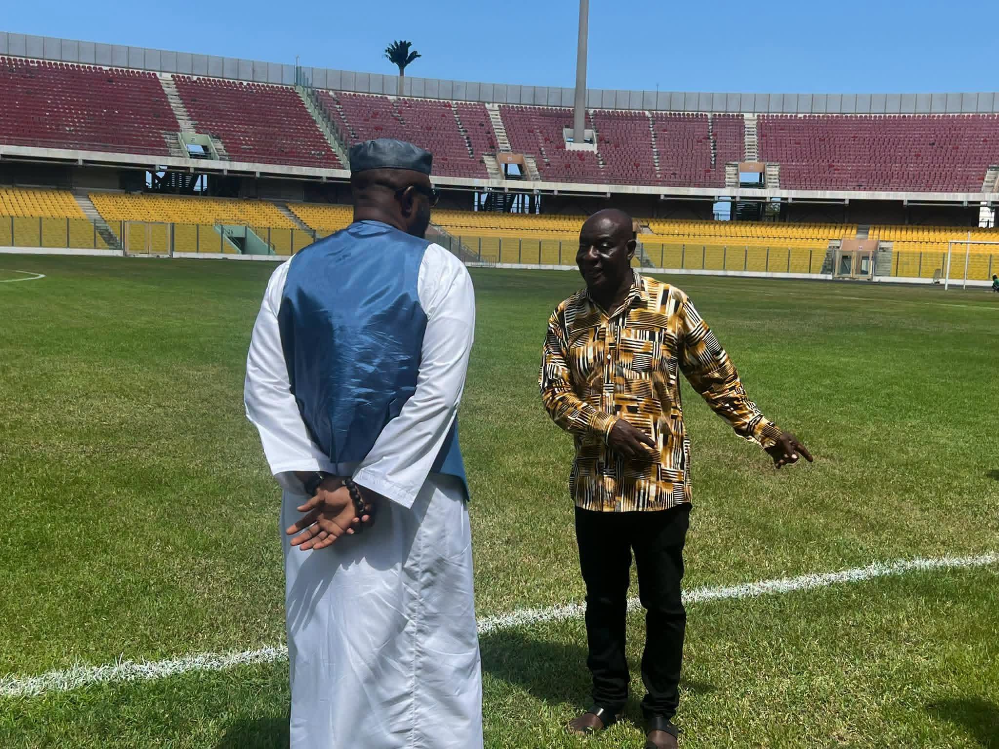 NSA Boss Yaw Ampofo Ankrah, Green Grass Technology CEO Lead Efforts to Revamp Accra Sports Stadium