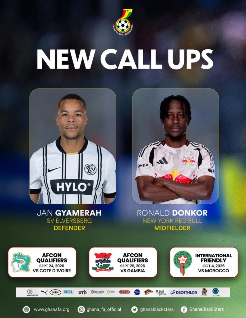 Jan Gyamerah and Ronald Donkor Receive First Black Stars Call-Ups